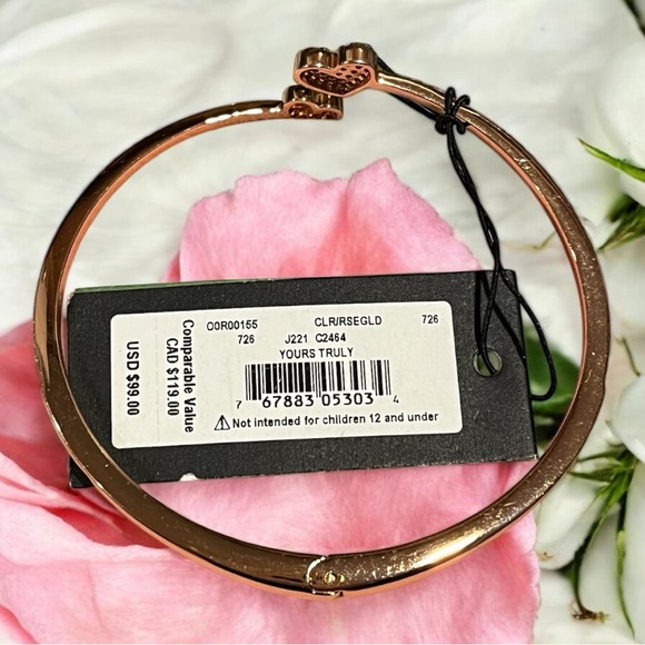 Kate Spade Yours Truly Pave Open Hinge Rose Gold Cuff Bracelet NWT - Picture 4 of 7